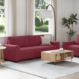 vidaXL 2-delige Loungeset met kussens stof wijnrood