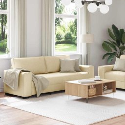 vidaXL 2-delige Loungeset met kussens stof crèmekleurig
