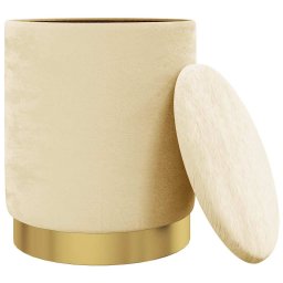 vidaXL Hocker met opbergruimte rond fluweel 31 x 37 cm abrikooskleurig
