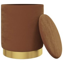 vidaXL Hocker met opbergruimte rond fluweel 31 x 37 cm bruin