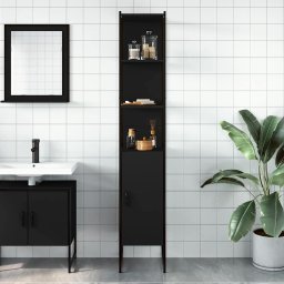 vidaXL Badkamerkast 33x33x185,5 cm bewerkt hout zwart