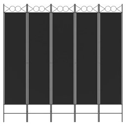 vidaXL Kamerscherm met 5 panelen 200x200 cm stof zwart