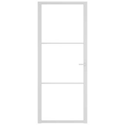 vidaXL Binnendeur 83x201,5 cm ESG-glas en aluminium wit