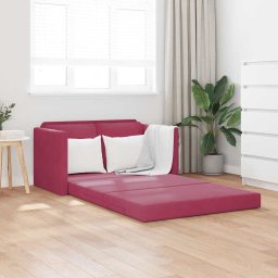 vidaXL Slaapbank vloermodel 2-in-1 122x204x55 cm fluweel wijnrood