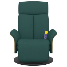 vidaXL Massagestoel verstelbaar met voetensteun stof donkergroen