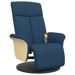 vidaXL Massagestoel verstelbaar met voetensteun stof blauw