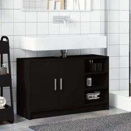 vidaXL Wastafelkast 90x29x55 cm bewerkt hout zwart