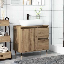 vidaXL Badkamerkast 65x33x60 cm bewerkt hout artisanaal eikenkleurig