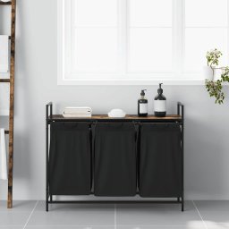 vidaXL Wasmand 3 vakken met plank gerookt eikenkleurig