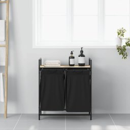 vidaXL Wasmand 2 vakken met plank sonoma eikenkleurig