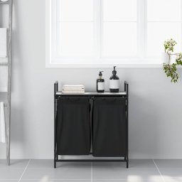 vidaXL Wasmand 2 vakken met plank grijs sonoma eiken