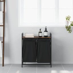 vidaXL Wasmand 2 vakken met plank bruin eikenkleurig