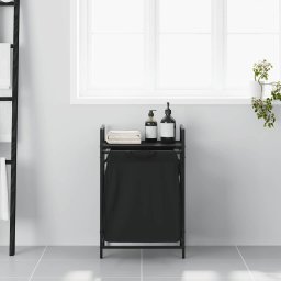 vidaXL Wasmand 1 vak met plank zwart eikenkleurig