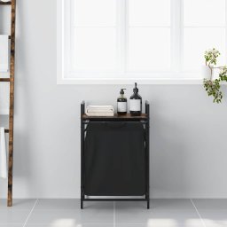 vidaXL Wasmand 1 vak met plank gerookt eikenkleurig