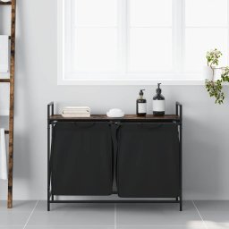 vidaXL Wasmand 2 vakken met plank gerookt eikenkleurig