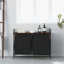 vidaXL Wasmand 2 vakken met plank bruin eikenkleurig