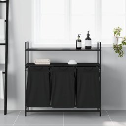 vidaXL Wasmand 3 vakken met planken zwart eikenkleurig