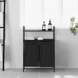 vidaXL Wasmand 2 vakken met planken zwart eikenkleurig