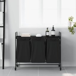 vidaXL Wasmand 3 vakken met planken zwart eikenkleurig