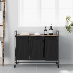 vidaXL Wasmand 3 vakken met planken gerookt eikenkleurig