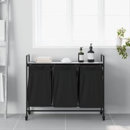 vidaXL Wasmand 3 vakken met planken grijs sonoma eiken