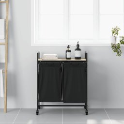 vidaXL Wasmand 2 vakken met planken sonoma eikenkleurig