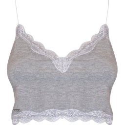 MAGIC Bodyfashion maat S Cozy Crop Top Heather Grey Vrouwen