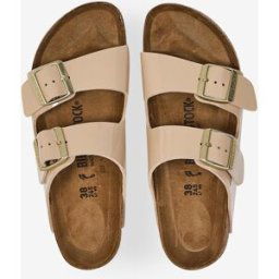 Slippers Schoenen Birkenstock Arizona Patent Sand Beige Dames 38