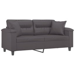 vidaXL Tweezitsbank met sierkussens 140 cm kunstleer grijs