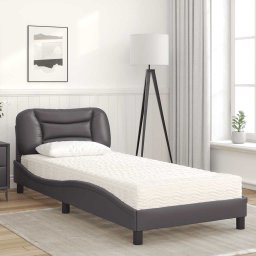 vidaXL Bed met matras "Hvar" kunstleer grijs 90x200 cm