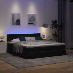 vidaXL Ottoman bed met matras en LED's 160x200cm fluweel zwart