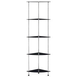 vidaXL Kastje 5-laags 30x30x130 cm gehard glas zwart