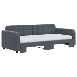 vidaXL Slaapbank onderschuifbed matrassen 90x190cm fluweel donkergrijs