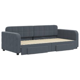 vidaXL Slaapbank onderschuifbed en lades 90x190 cm fluweel donkergrijs