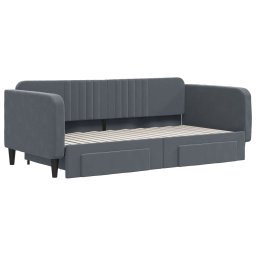vidaXL Slaapbank onderschuifbed en lades 90x190 cm fluweel donkergrijs
