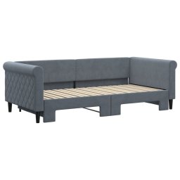 vidaXL Slaapbank met onderschuifbed 90x190 cm fluweel donkergrijs