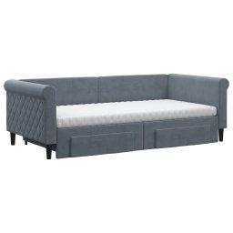 vidaXL Slaapbank onderschuifbed en lades 90x190 cm fluweel donkergrijs