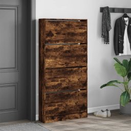 vidaXL Schoenenkast met 4 klaplades 80x21x163,5 cm gerookt eikenkleur