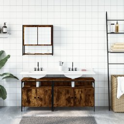 vidaXL 3-delige Badkamermeubelset bewerkt hout gerookt eikenkleurig