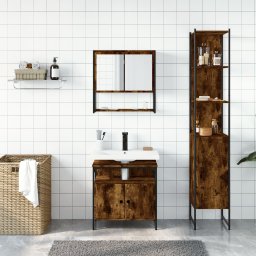 vidaXL 3-delige Badkamermeubelset bewerkt hout gerookt eikenkleurig