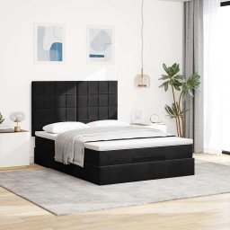 vidaXL Ottoman bed met matrassen 140x200cm fluweel zwart