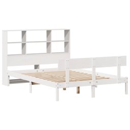 vidaXL Bed met boekenkast zonder matras grenenhout wit 160x200 cm