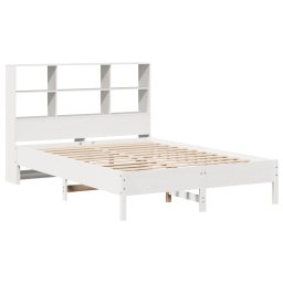 vidaXL Bed met boekenkast zonder matras grenenhout wit 160x200 cm