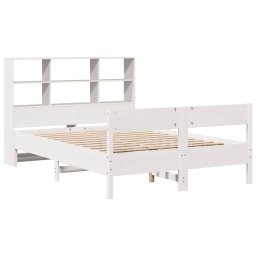 vidaXL Bed met boekenkast zonder matras grenenhout wit 160x200 cm