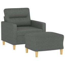 vidaXL Fauteuil met voetenbank 60 cm stof donkergrijs