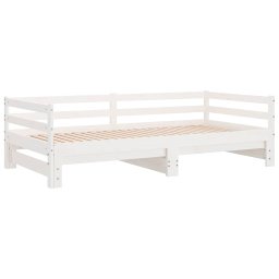 vidaXL Slaapbank uitschuifbaar massief grenenhout wit 2x(90x200) cm