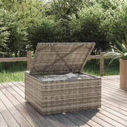 vidaXL Voetensteun met kussen 55x55x30 cm poly rattan grijs