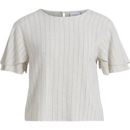 Vila - Maat 36 - T-shirt Vikulia 2/4 Detail Top 14073654 Natural Melange/black Dames