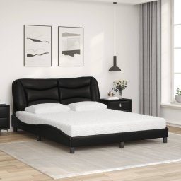 vidaXL Bed met matras "Hvar" kunstleer zwart 160x200 cm