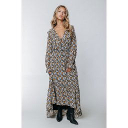 Colourful Rebel - maat M - Penny Paisley Flower Ruffle Maxi Dress
